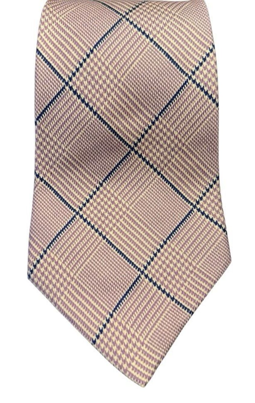 Polo Ralph Lauren Silk Glen Plaid Neck Tie W/Fine Houndstooth Iconic Preppy Prof